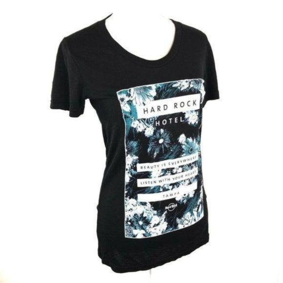 Hard Rock Graphic Floral Short Sleeve Tee T Shirt - Picture 4 of 8